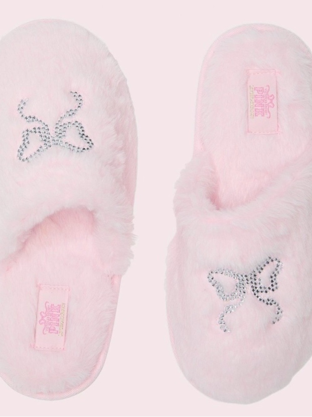 Pink x Loveshackfancy closed Toe slippers with Rhinestones Bow- Light Pink